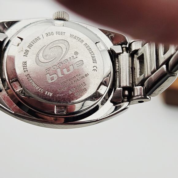 Fossil Women's Silver Tone Boyfriend Watch Black Rose Gold Calendar Dial AM-3913 - Picture 6 of 7